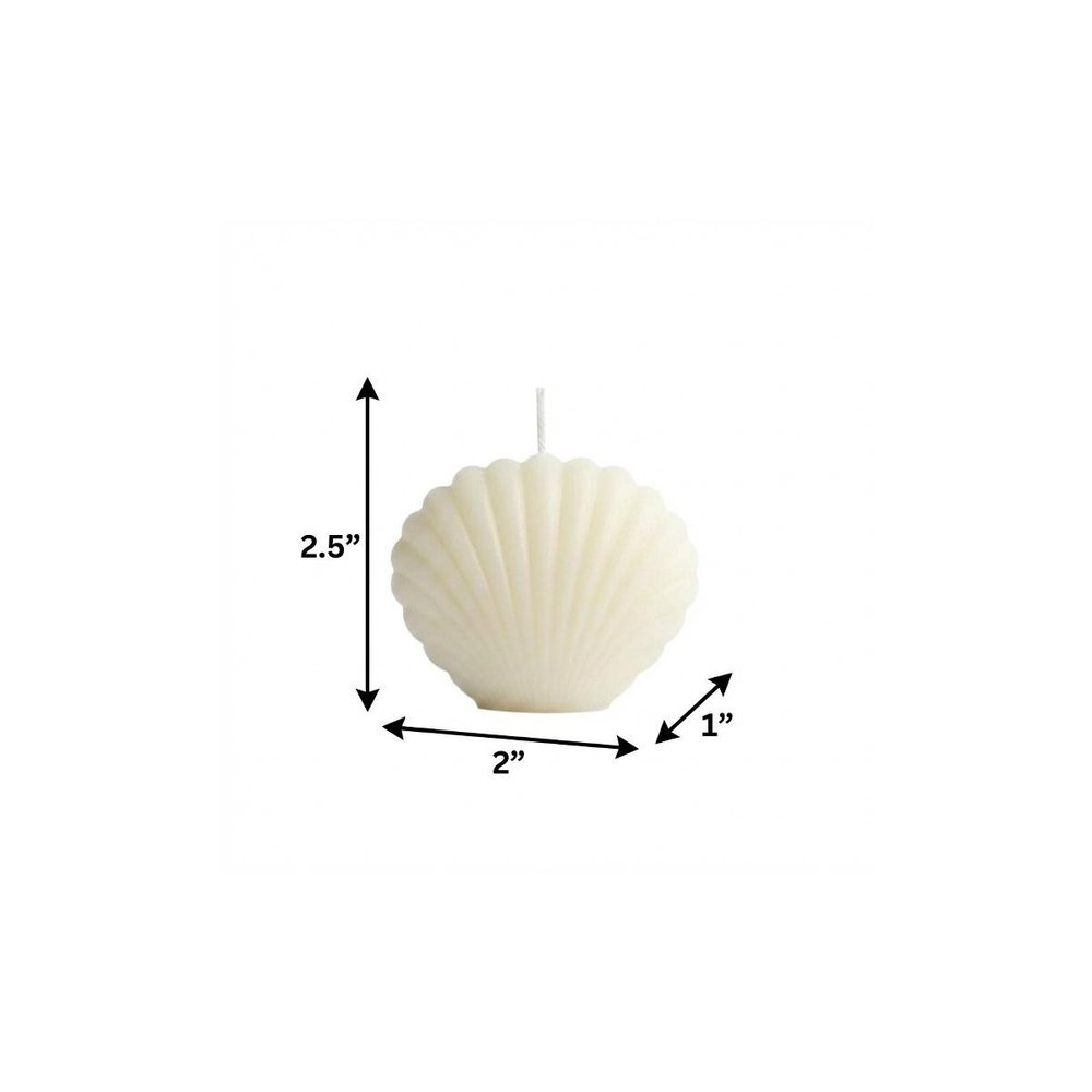 3" Ivory Black Ice Scented Dimensional Seashell Candle