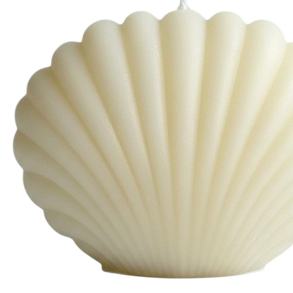 4" Ivory Unscented Dimensional Seashell Candle