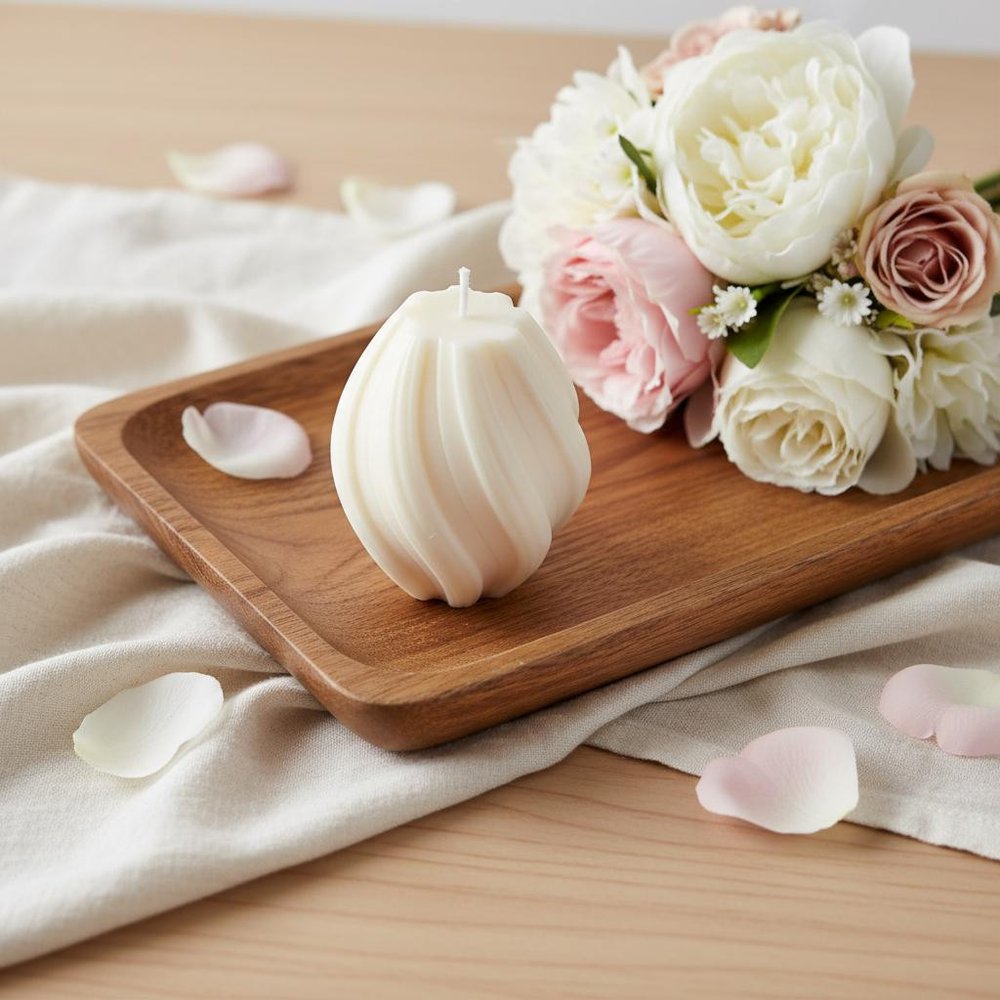 2" Ivory Rose Petals Scented Candle
