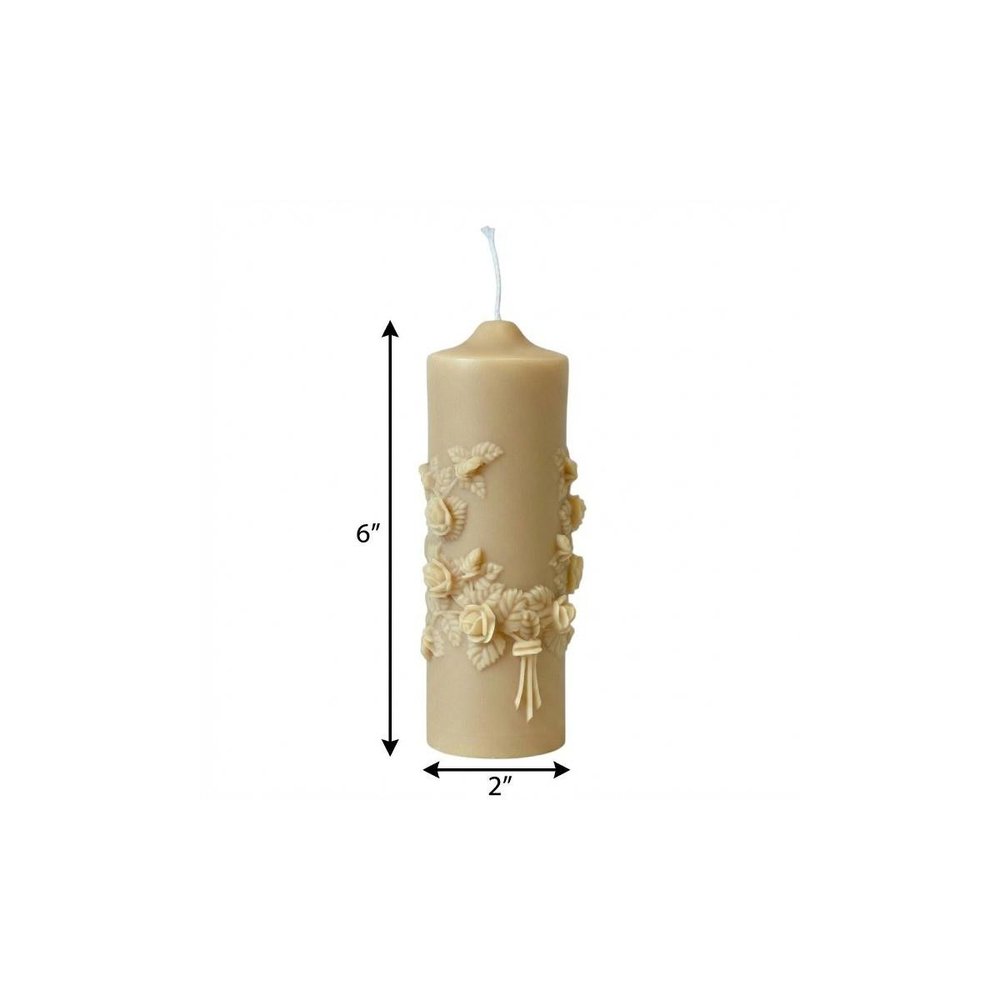2" Almond Creamy Vanilla Scented Candle Round Pillar