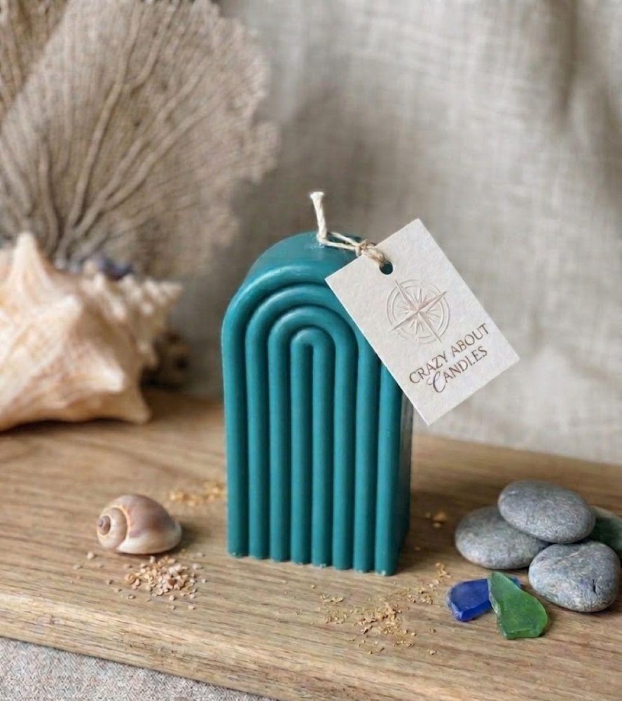 3" Teal Creamy Vanilla Scented Dimensional Form Candle Novelty Novelty
