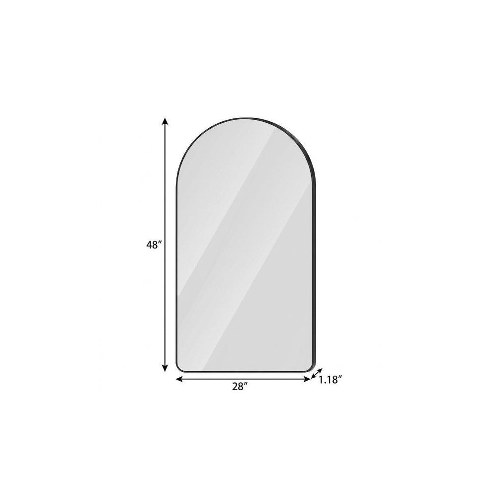 48" Black Aluminum Arch Lighted Framed Anti Fog Bathroom Vanity Mirror