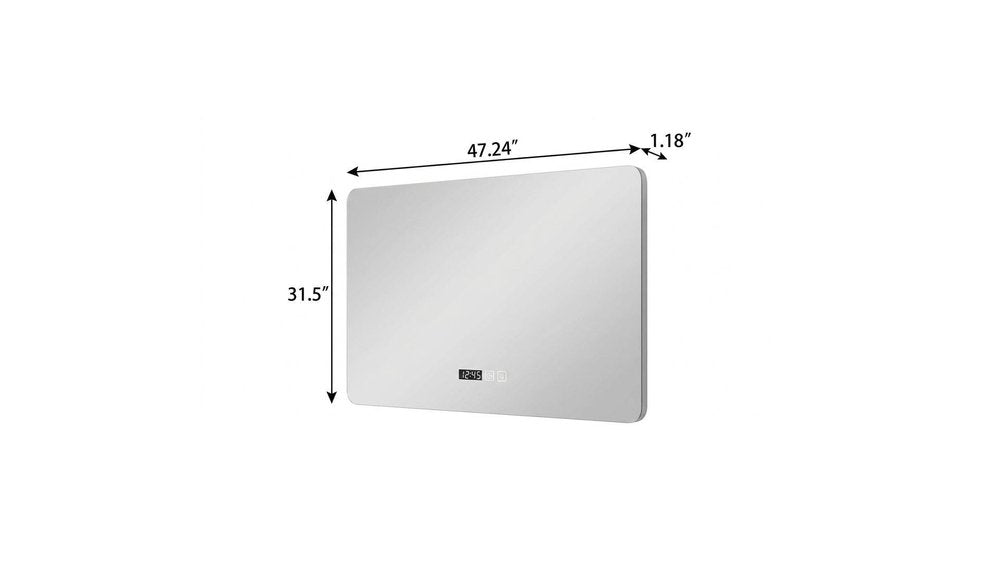 32" Black Aluminum Lighted Framed Anti Fog Bathroom Vanity Mirror