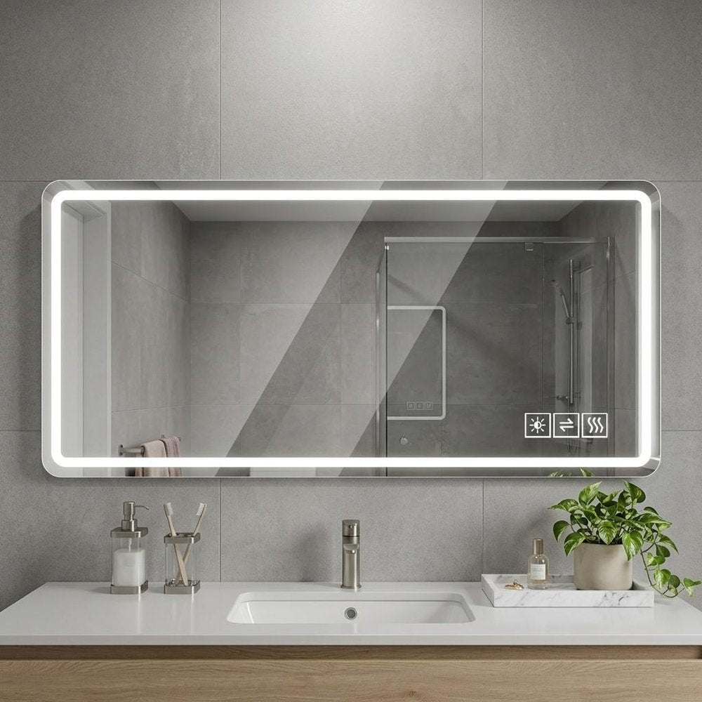 28" Lighted Frameless Anti Fog Bathroom Vanity Mirror