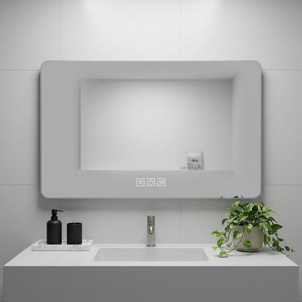28" Lighted Frameless Anti Fog Bathroom Vanity Mirror