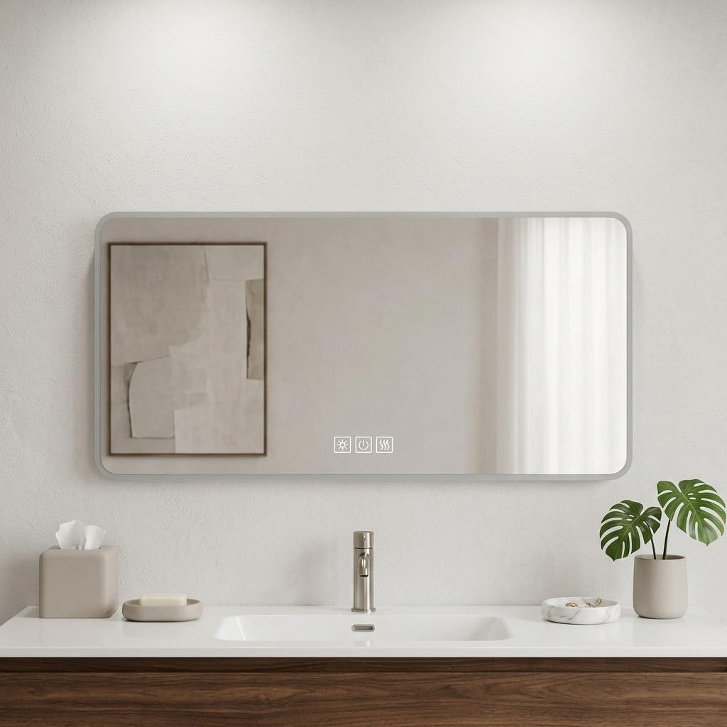24" Lighted Frameless Anti Fog Bathroom Vanity Mirror