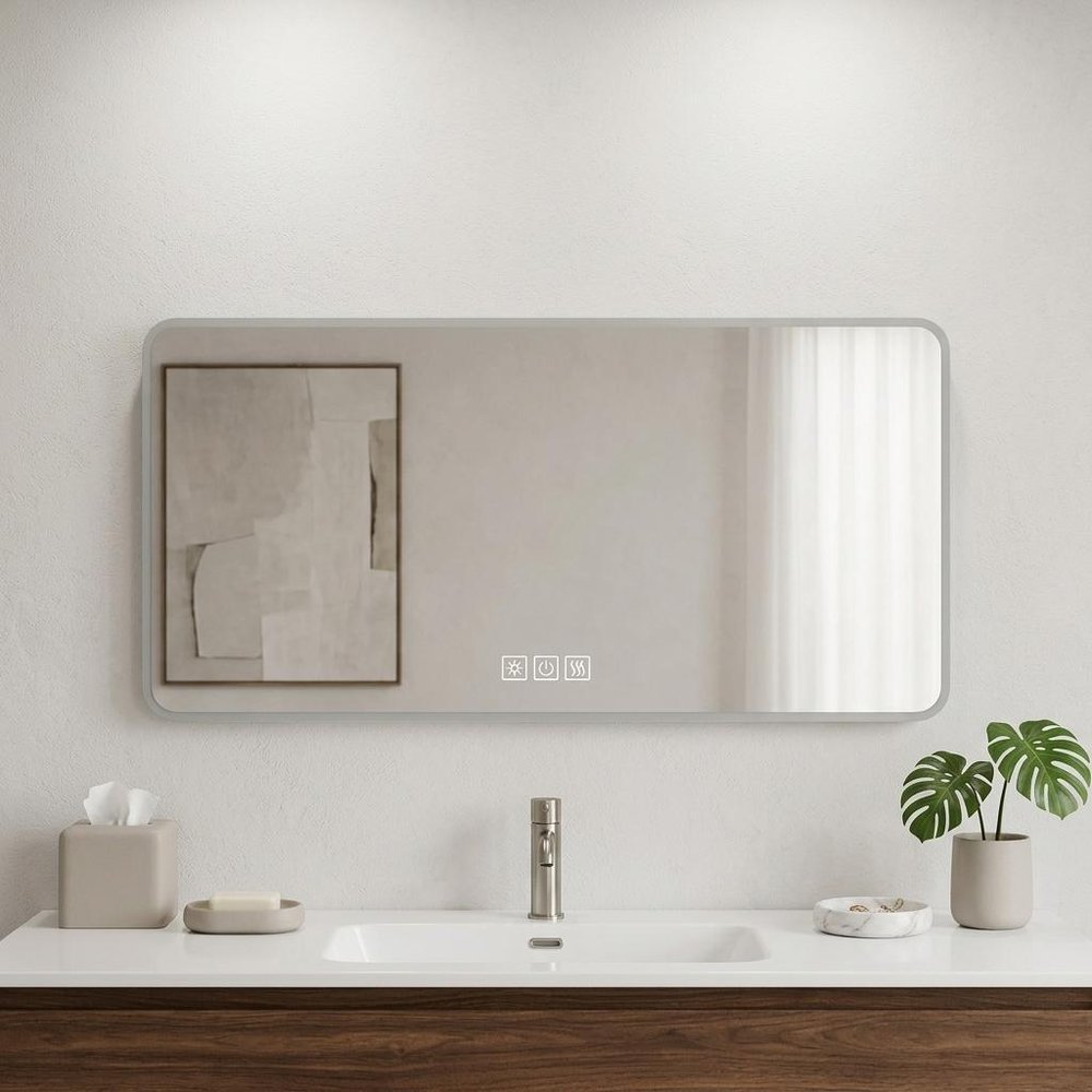 24" Lighted Frameless Anti Fog Bathroom Vanity Mirror