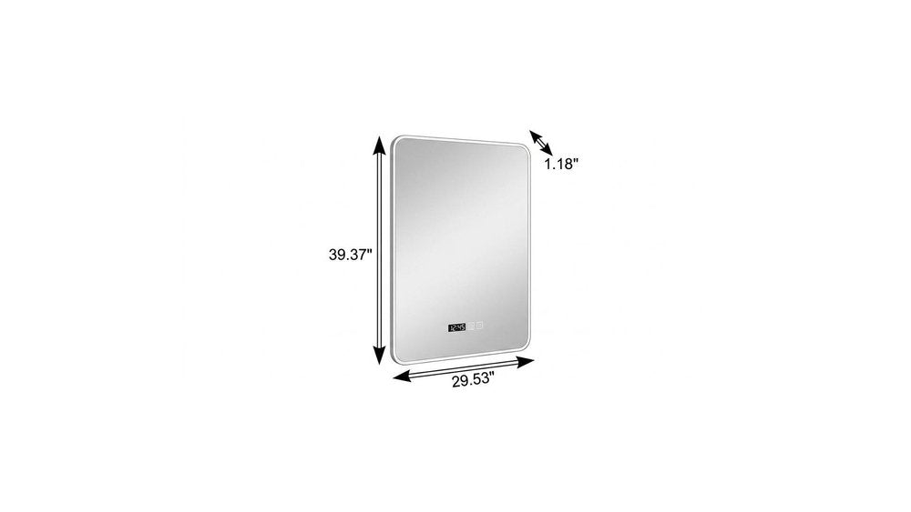 39" Black Aluminum Lighted Framed Anti Fog Bathroom Vanity Mirror