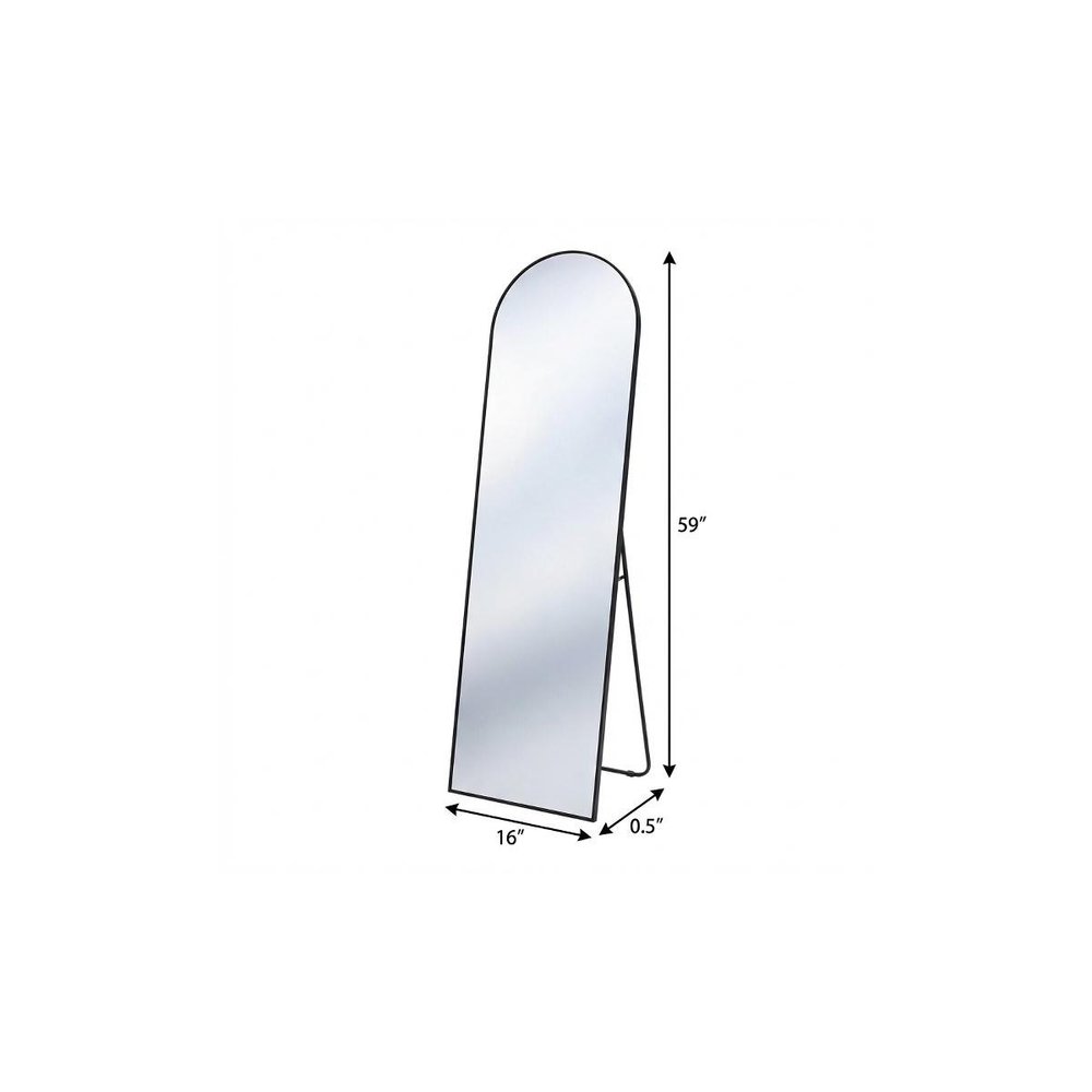 59" Black Aluminum Arch Freestanding And Wall Mounted Framed Full Length Mirror
