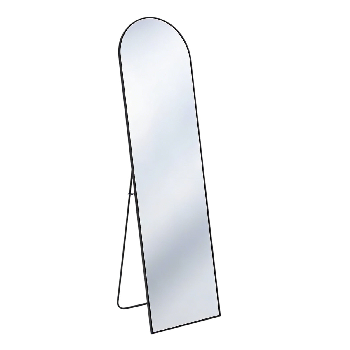 59" Black Aluminum Arch Freestanding And Wall Mounted Framed Full Length Mirror