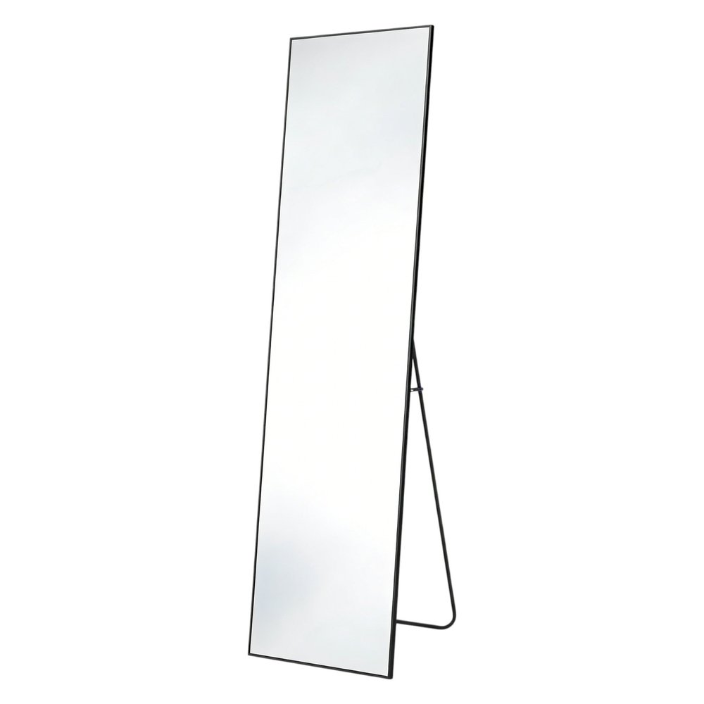 59" Black Aluminum Freestanding And Wall Mounted Framed Full Length Mirror