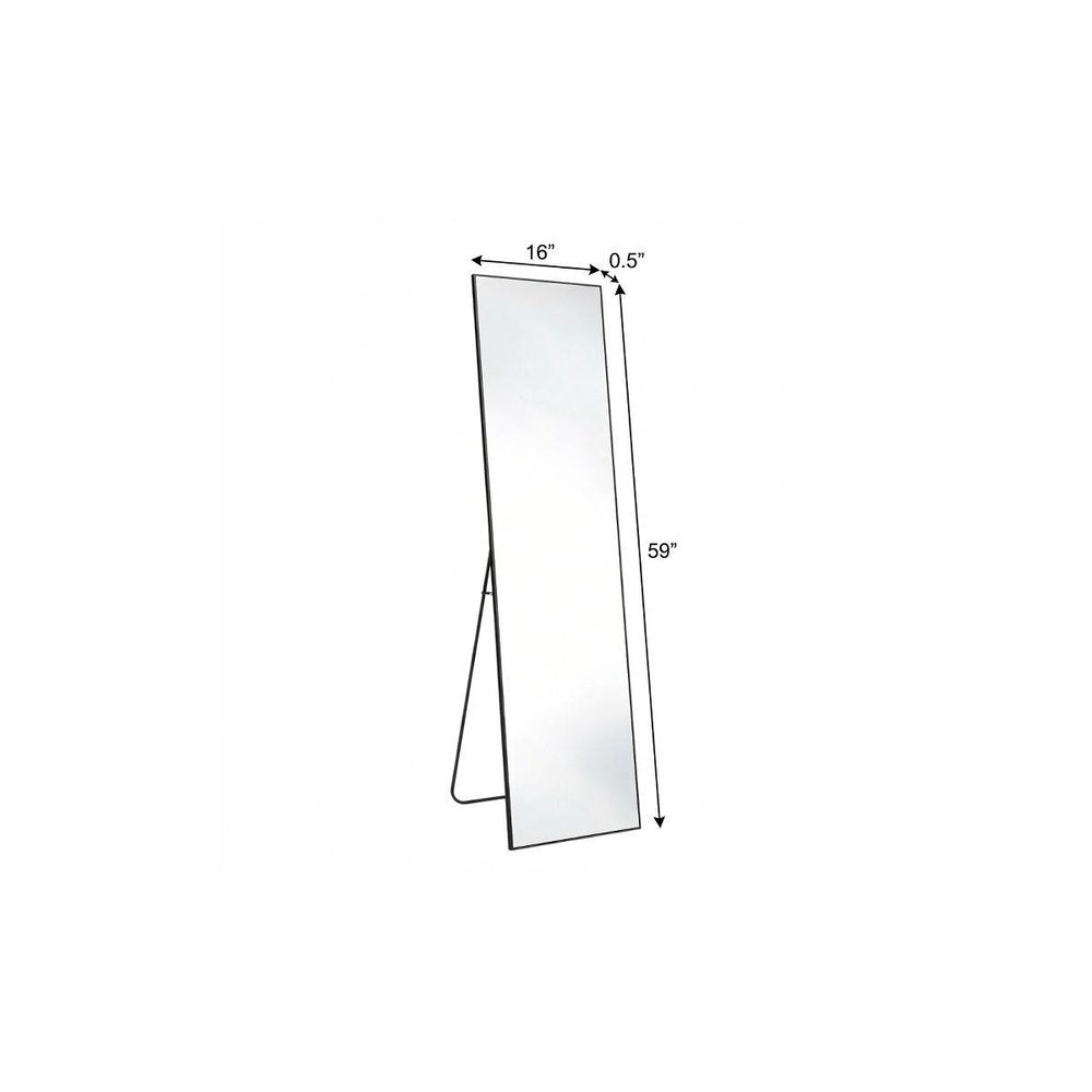 59" Black Aluminum Freestanding And Wall Mounted Framed Full Length Mirror