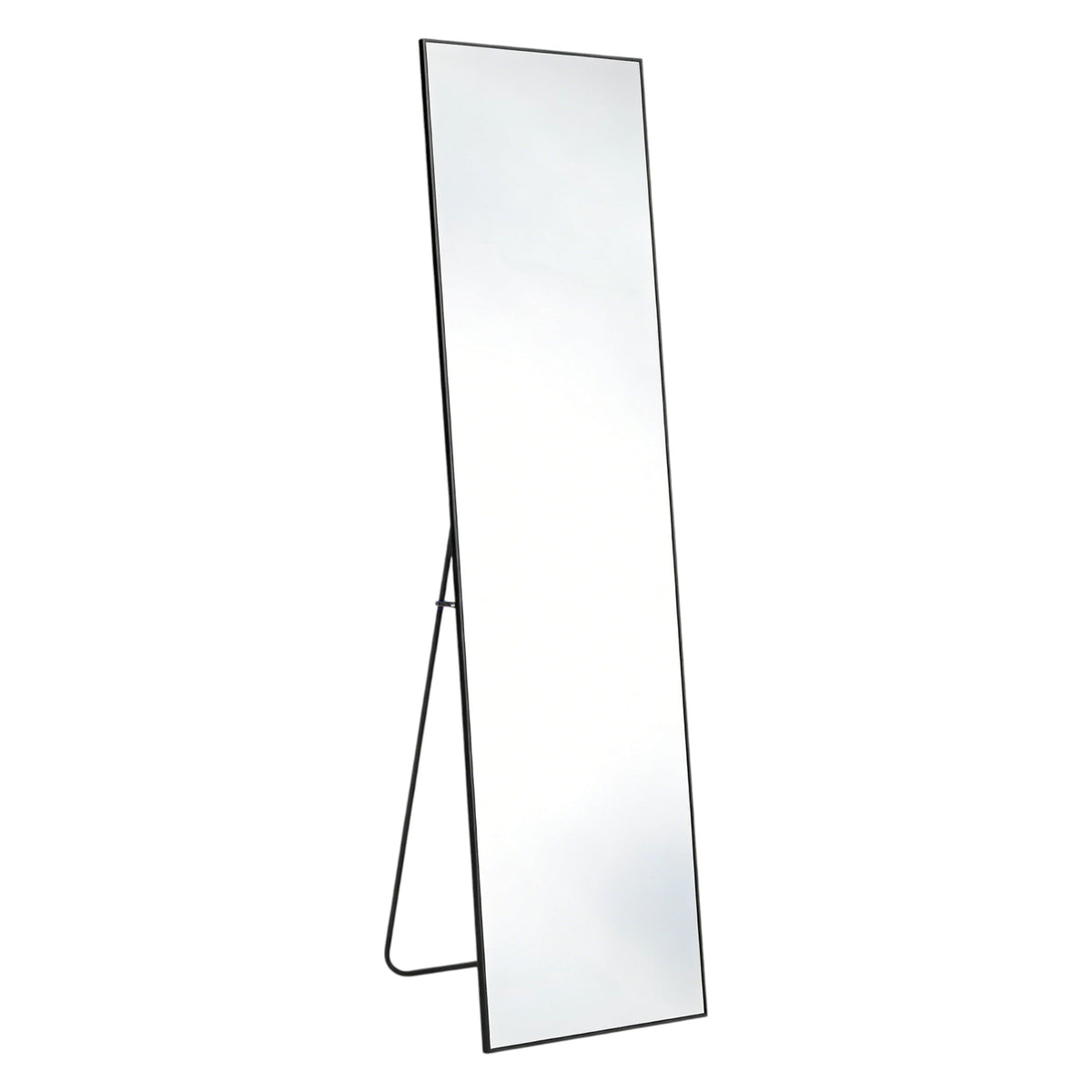 59" Black Aluminum Freestanding And Wall Mounted Framed Full Length Mirror
