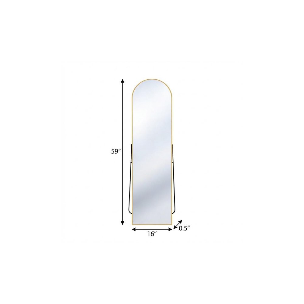 59" Black Aluminum Arch Freestanding And Wall Mounted Framed Full Length Mirror