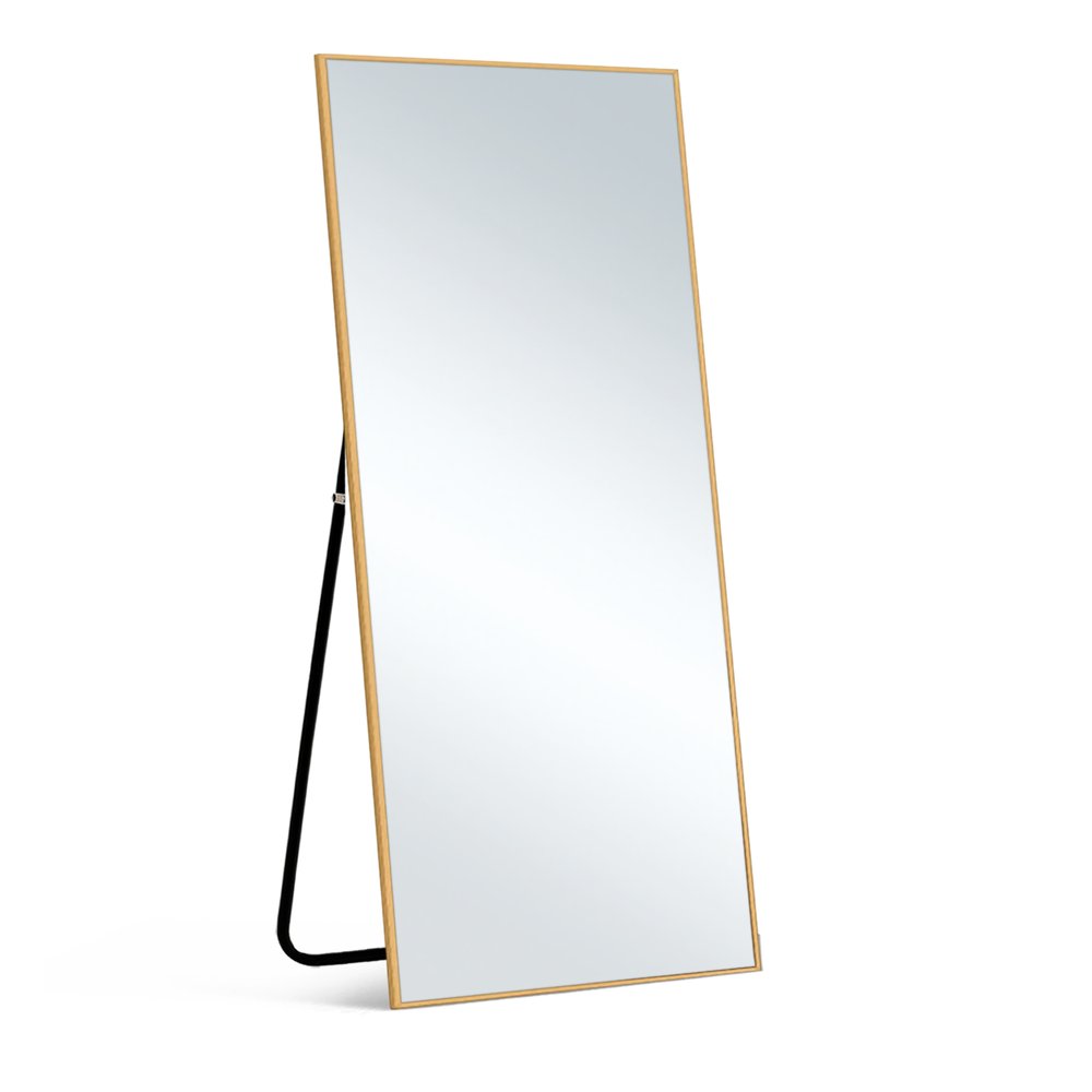 59" Gold Aluminum Freestanding And Wall Mounted Framed Full Length Mirror
