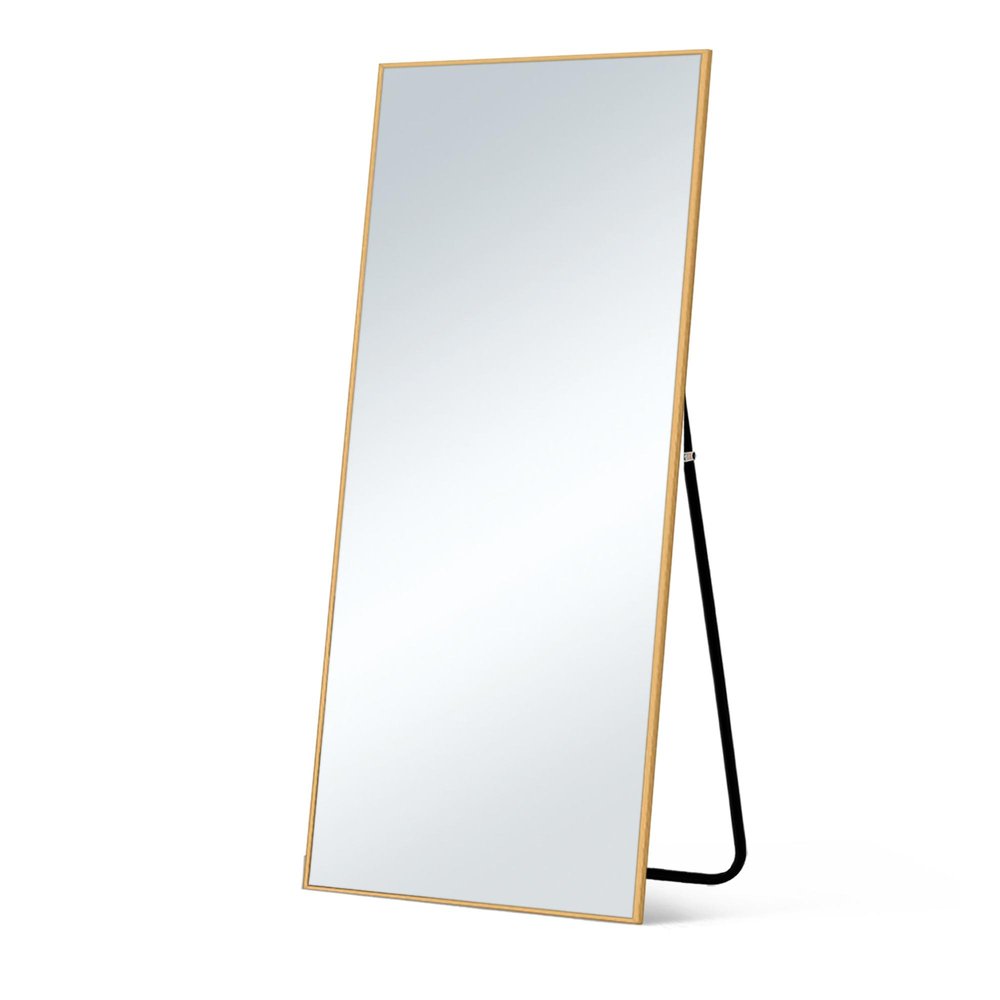 59" Gold Aluminum Freestanding And Wall Mounted Framed Full Length Mirror