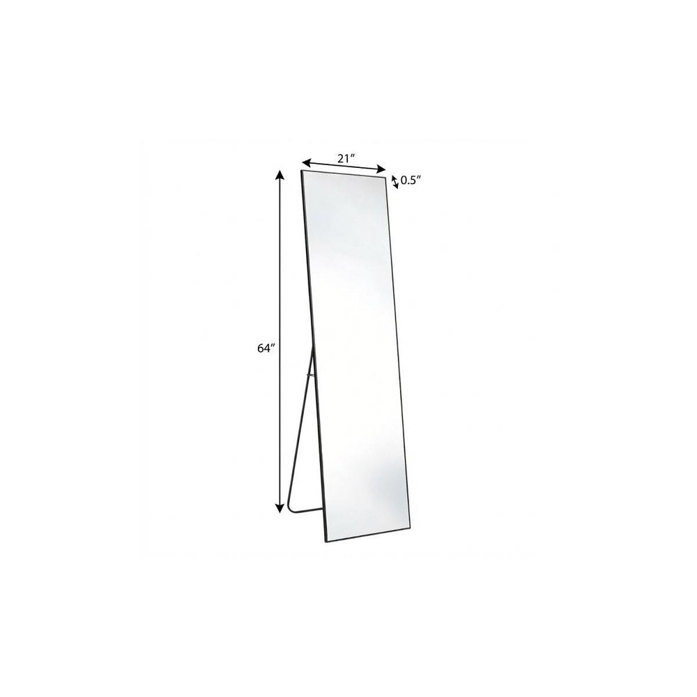 64" Black Aluminum Freestanding And Wall Mounted Framed Full Length Mirror