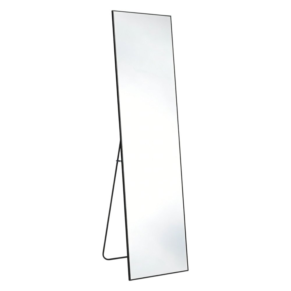 64" Black Aluminum Freestanding And Wall Mounted Framed Full Length Mirror