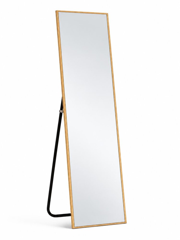64" Black Aluminum Freestanding And Wall Mounted Framed Full Length Mirror