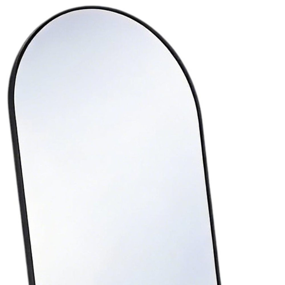 56" Black Aluminum Arch Freestanding And Wall Mounted Framed Full Length Mirror