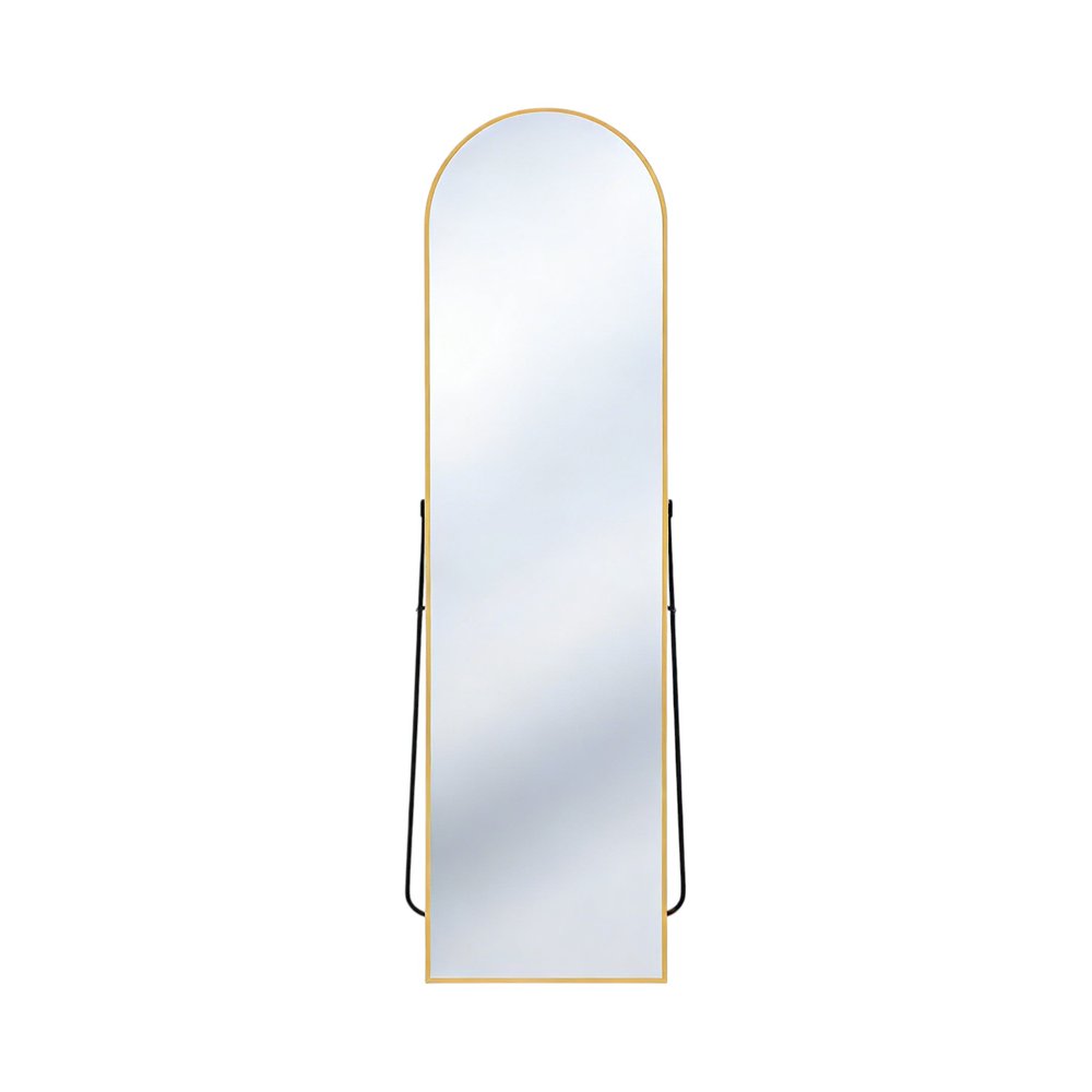 56" Black Aluminum Arch Freestanding And Wall Mounted Framed Full Length Mirror