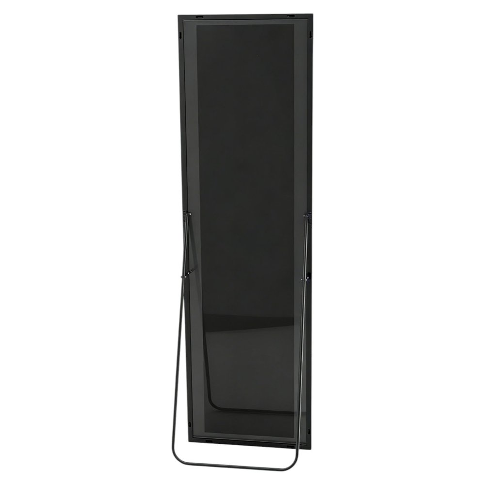 56" Black Aluminum Freestanding And Wall Mounted Framed Full Length Mirror