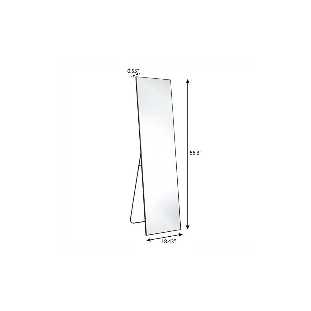 55" Black Aluminum Wall Mount Leaning Or Freestanding Framed Full Length Mirror