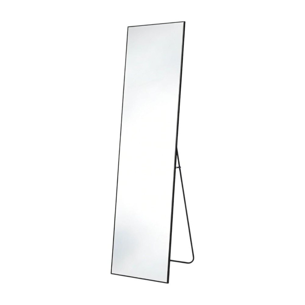 55" Black Aluminum Wall Mount Leaning Or Freestanding Framed Full Length Mirror
