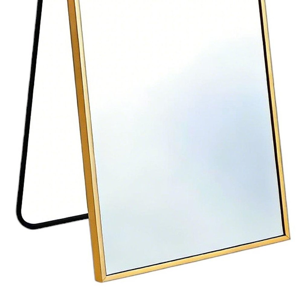 55" Gold Aluminum Freestanding And Wall Mounted Framed Full Length Mirror