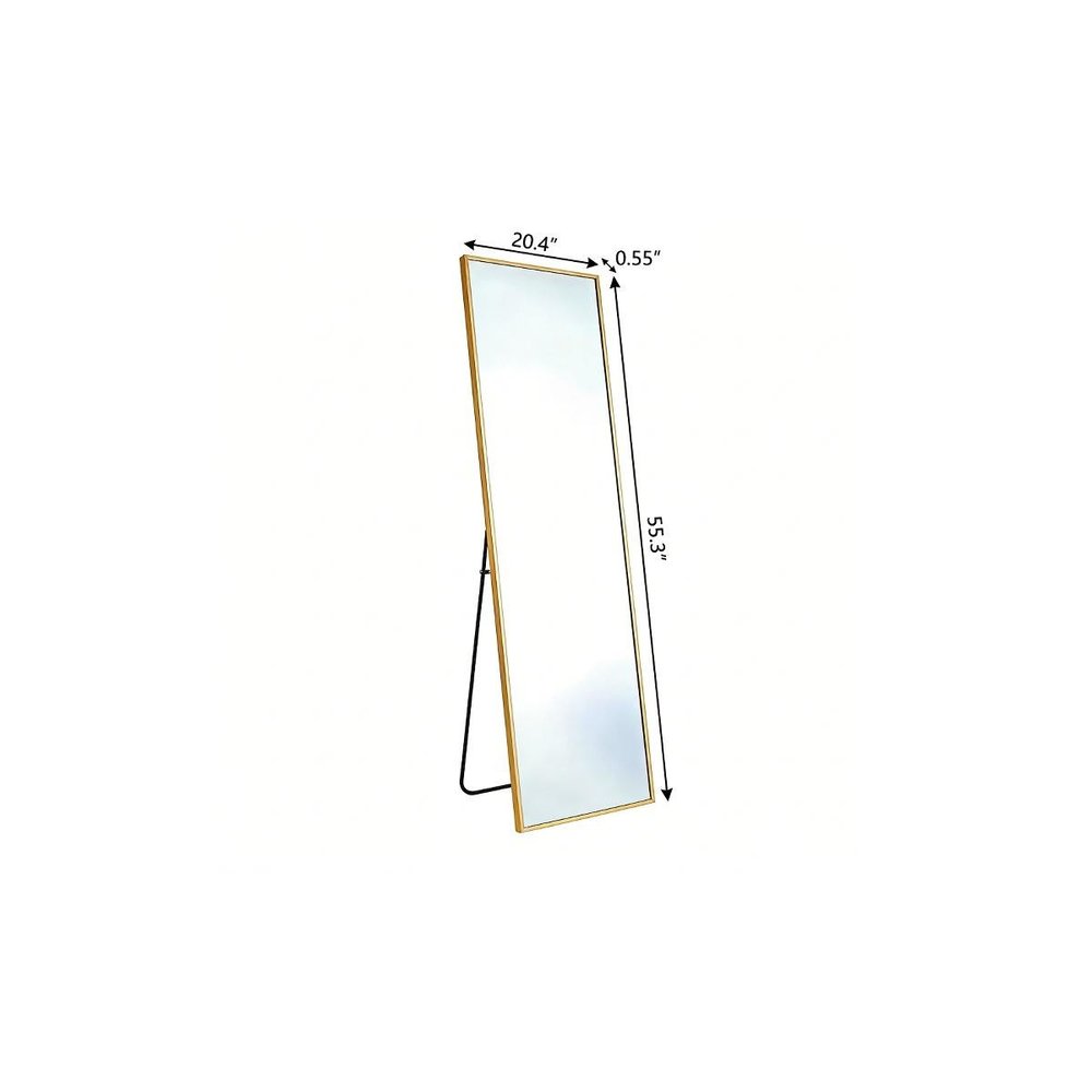 55" Gold Aluminum Freestanding And Wall Mounted Framed Full Length Mirror