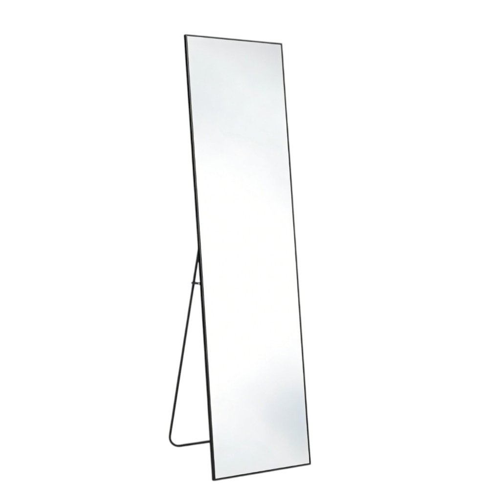 64" Black Aluminum Freestanding And Wall Mounted Framed Full Length Mirror