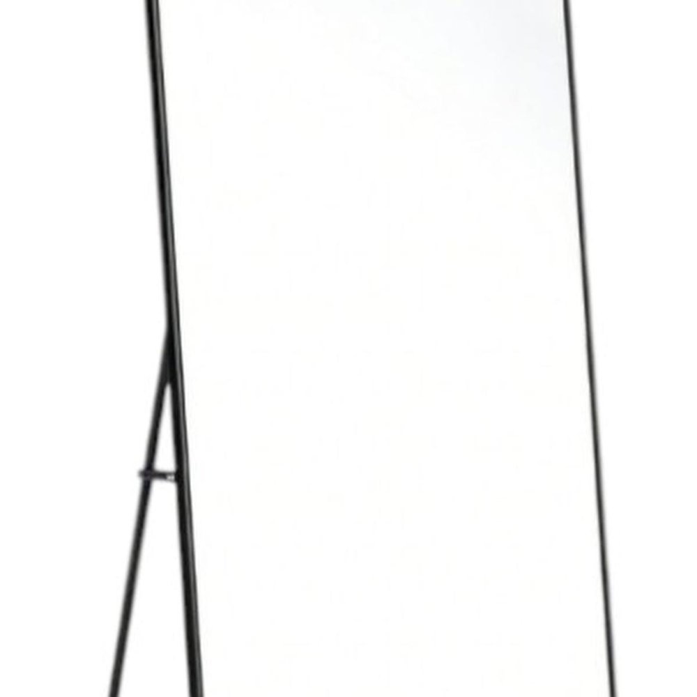 64" Black Aluminum Freestanding And Wall Mounted Framed Full Length Mirror