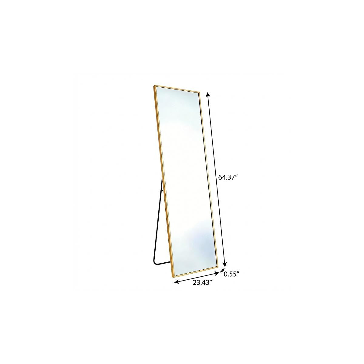 64" Gold Aluminum Freestanding And Wall Mounted Framed Full Length Mirror