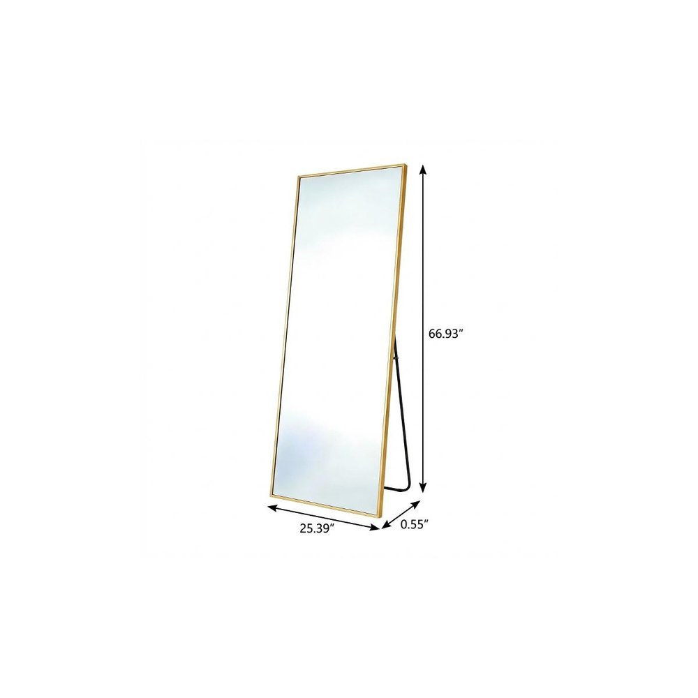 67" Black Aluminum Freestanding And Wall Mounted Framed Full Length Mirror