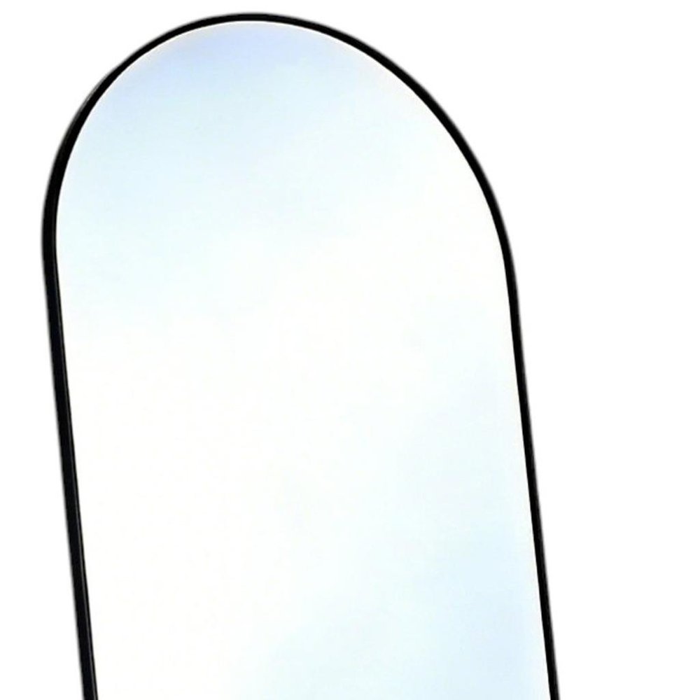 55" Black Aluminum Arch Freestanding And Wall Mounted Framed Full Length Mirror