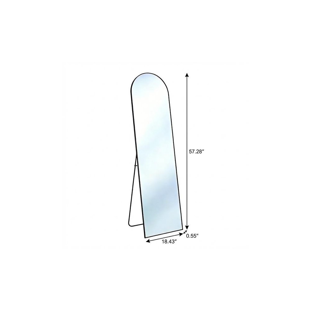 57" Black Aluminum Arch Freestanding And Wall Mounted Framed Full Length Mirror