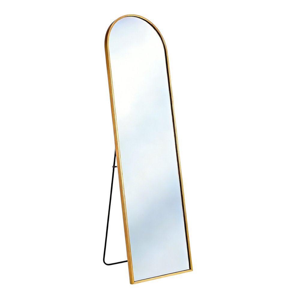 57" Black Aluminum Arch Freestanding And Wall Mounted Framed Full Length Mirror