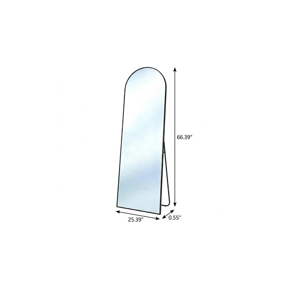 66" Black Aluminum Arch Freestanding And Wall Mounted Framed Full Length Mirror
