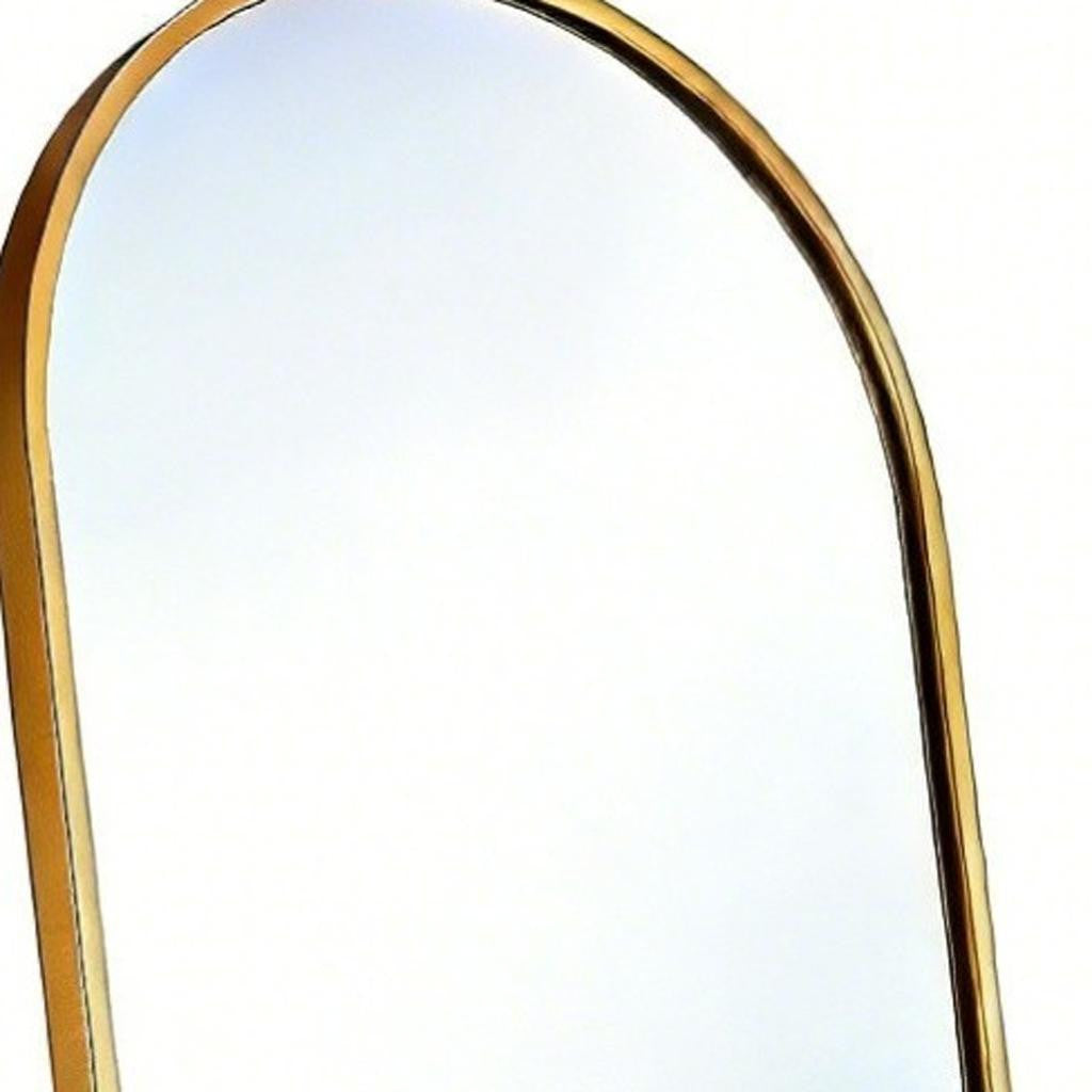 66" Gold Aluminum Arch Wall Mounted And Freestanding Framed Full Length Mirror