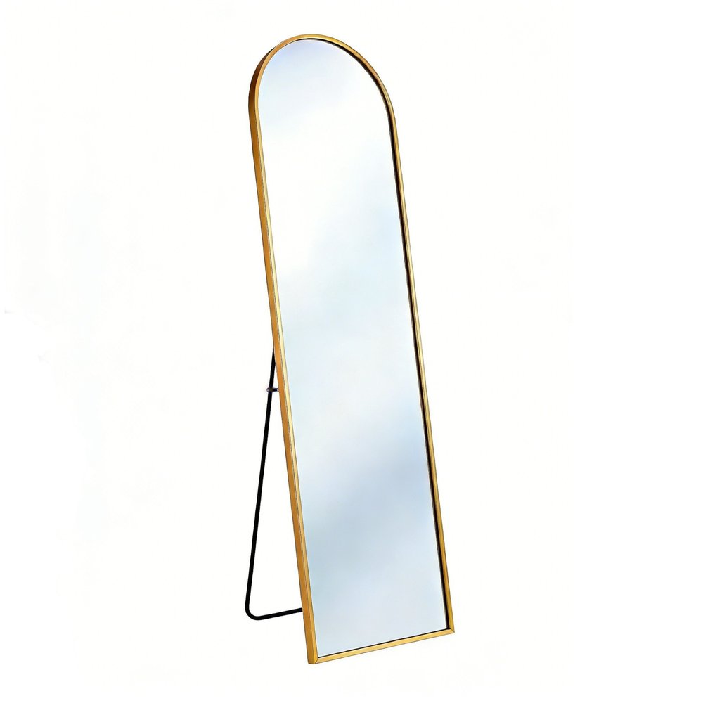 66" Black Aluminum Arch Freestanding And Wall Mounted Framed Full Length Mirror