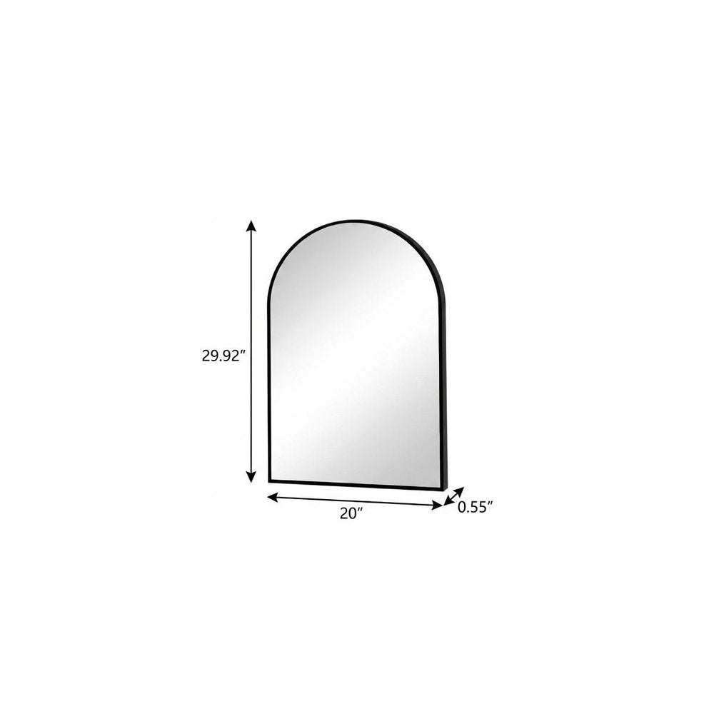 30" Black Aluminum Arch Framed Anti Fog Accent Mirror