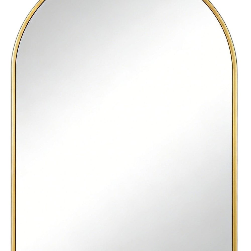 30" Gold Aluminum Arch Framed Anti Fog Accent Mirror