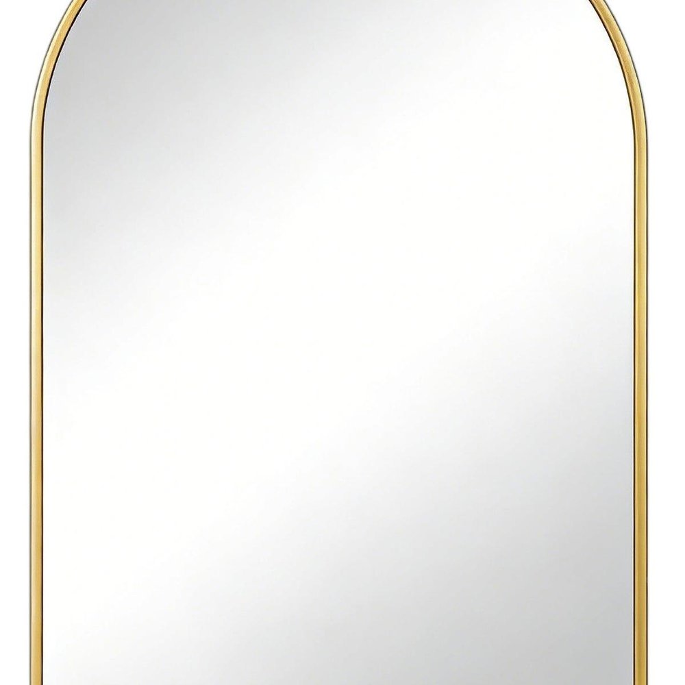 30" Gold Aluminum Arch Framed Anti Fog Accent Mirror