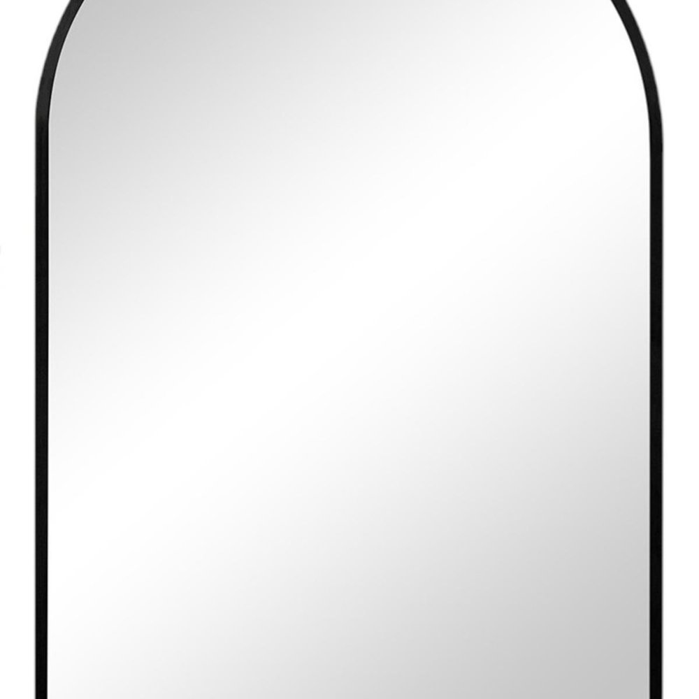 35" Black Aluminum Arch Framed Anti Fog Accent Mirror