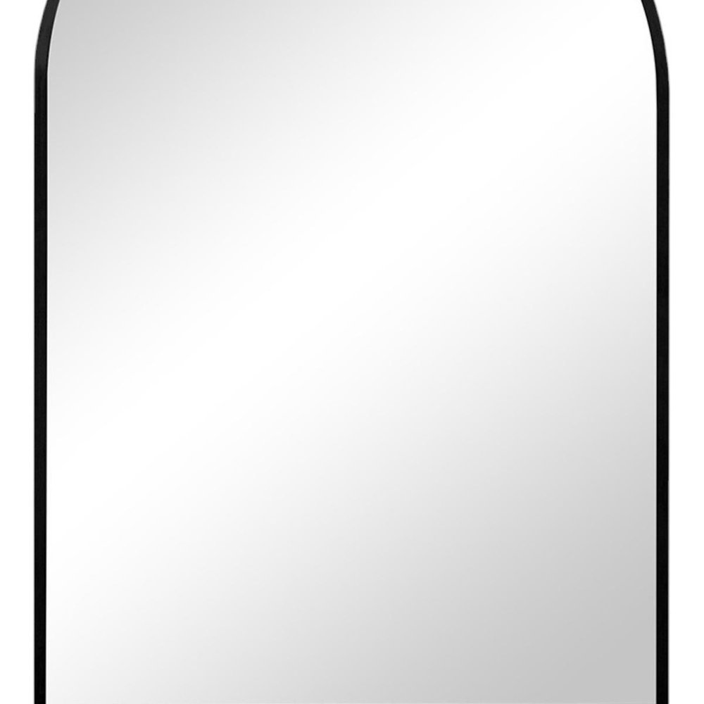 38" Black Aluminum Arch Framed Anti Fog Accent Mirror