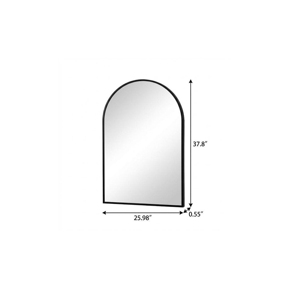 38" Black Aluminum Arch Framed Anti Fog Accent Mirror