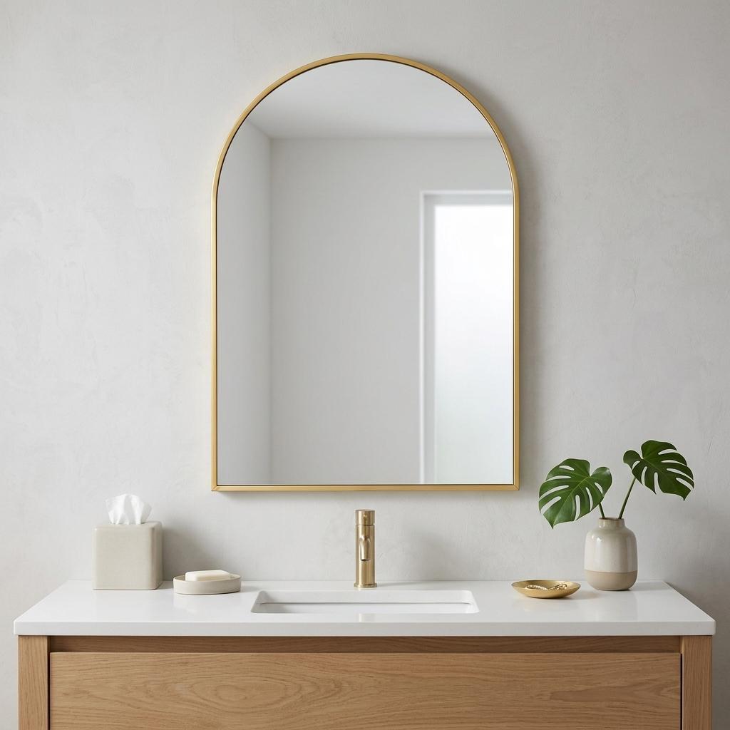 38" Gold Aluminum Arch Framed Anti Fog Accent Mirror