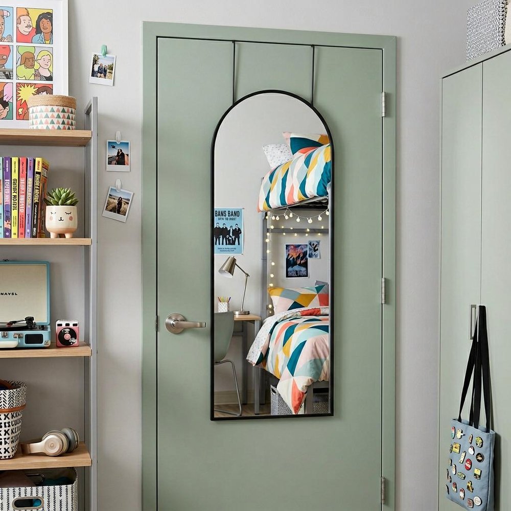 47" Black Aluminum Arch Over the Door Framed Accent Mirror