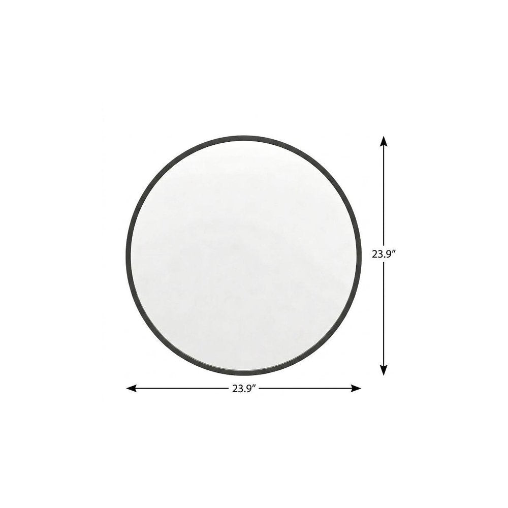 24" Black Aluminum Round Framed Accent Mirror