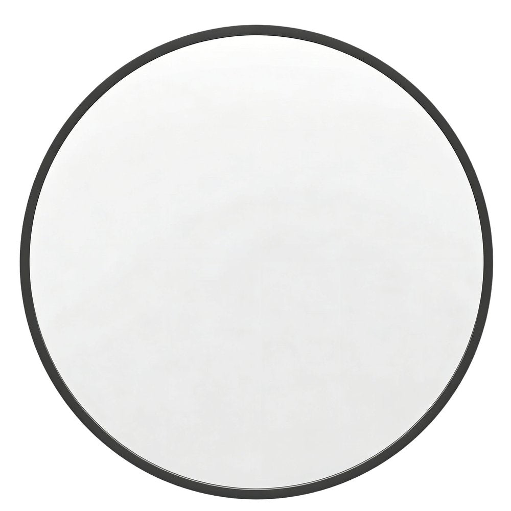 24" Black Aluminum Round Framed Accent Mirror